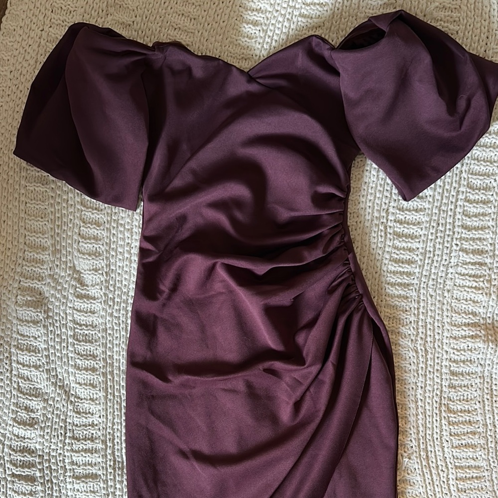 Elegant Plum Off-Shoulder Dress